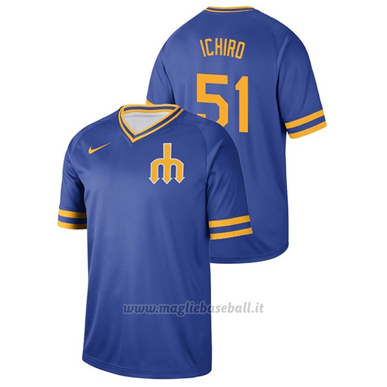 Maglia Baseball Hombre Seattle Mariners Ichiro Suzuki Cooperstown Coleccion Legend Blu